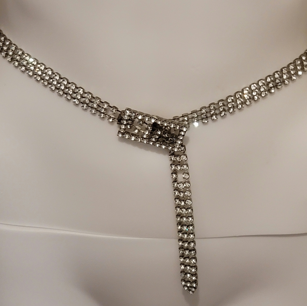 Silver Rhinestone Skinny Belt